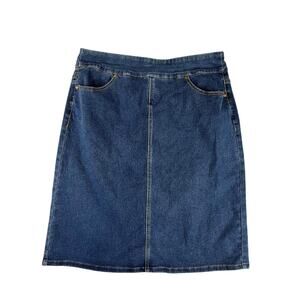Christopher & Banks Denim Skirt Size 16 Blue Jean A-Line Modest Knee Length